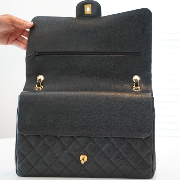 Chanel Double Flap Maxi in Black Caviar with Gold Hardware - Picture 6 of 12